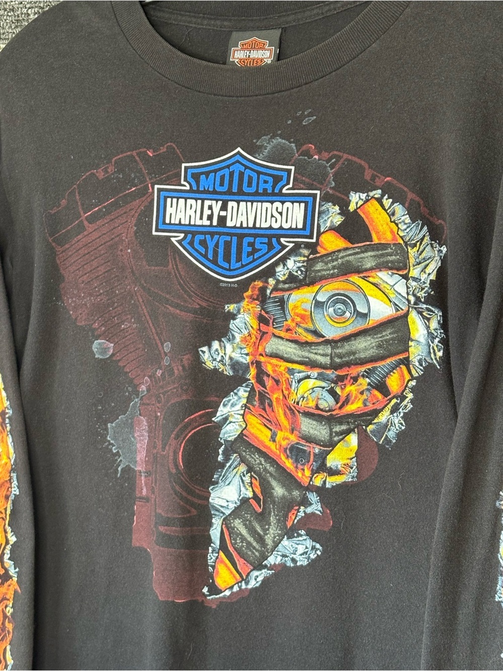 2013 Harley-Davidson Daytona Florida Flames Black Longsleeve T-Shirt Medium EUC - Picture 2 of 9
